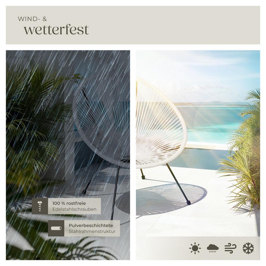 Tectake 2 Gartenstühle Santana mit Tisch  Retro-Design im Acapulco-Stil widerstandsfähig  