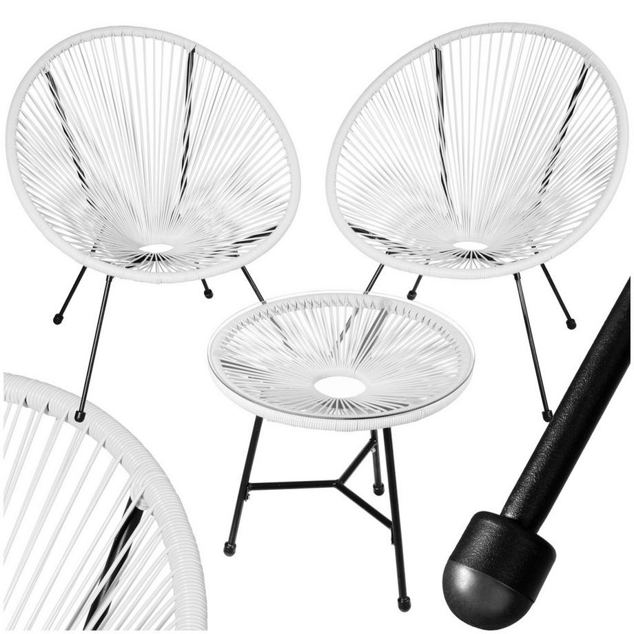 2 Gartenstühle Santana mit Tisch  Retro-Design im Acapulco-Stil widerstandsfähig