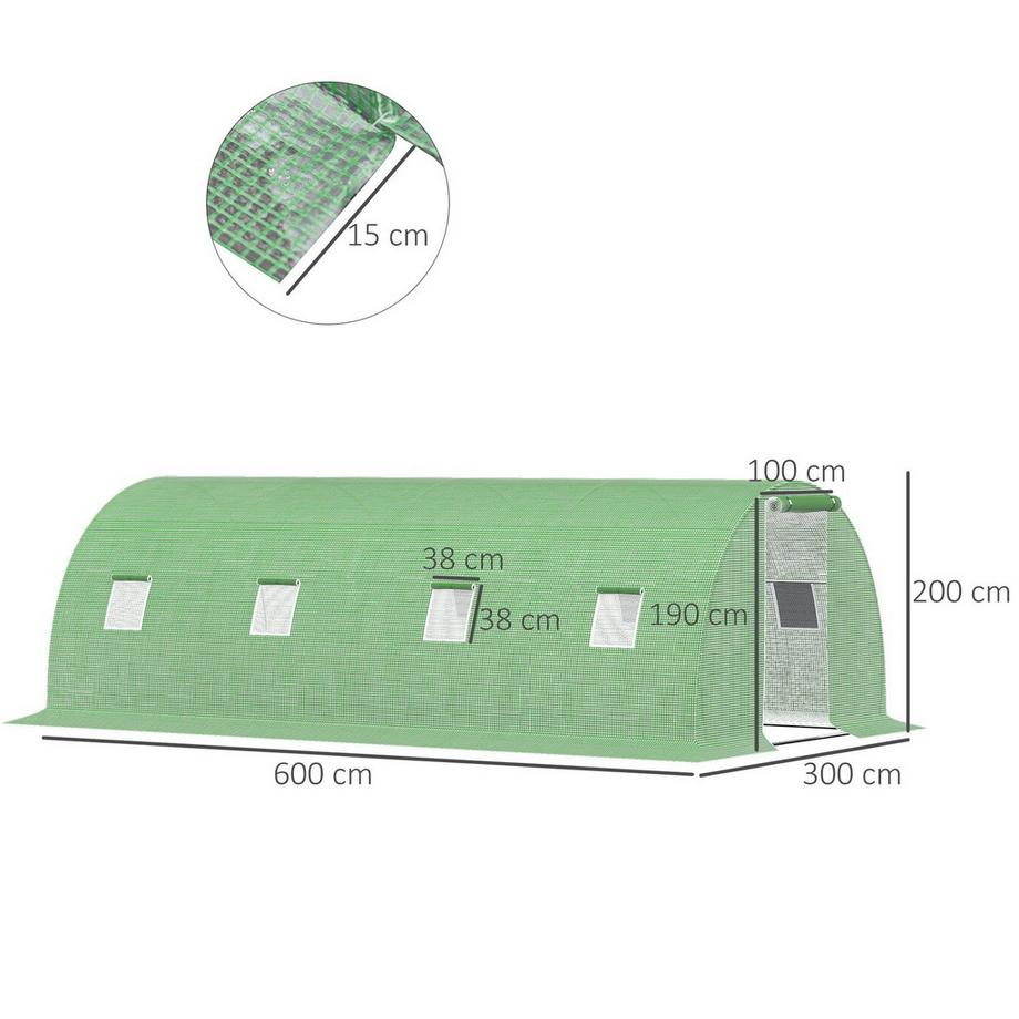 Northio Serra Con Pellicola Walk-In Polytunnel Serra 6 X 3 M Con 8 Finestre Protezione Antigelo Tubo In Acciaio Verde Scuro  