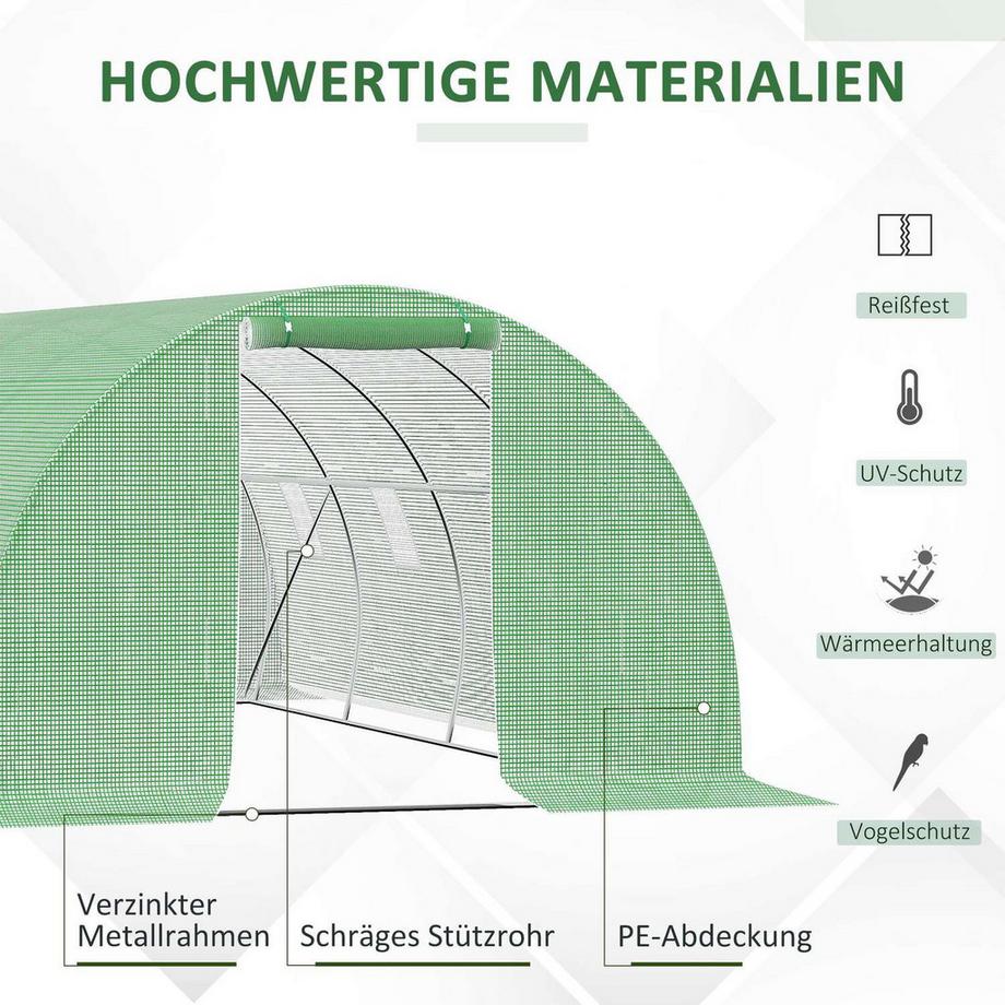 Northio Serra Con Pellicola Walk-In Polytunnel Serra 6 X 3 M Con 8 Finestre Protezione Antigelo Tubo In Acciaio Verde Scuro  