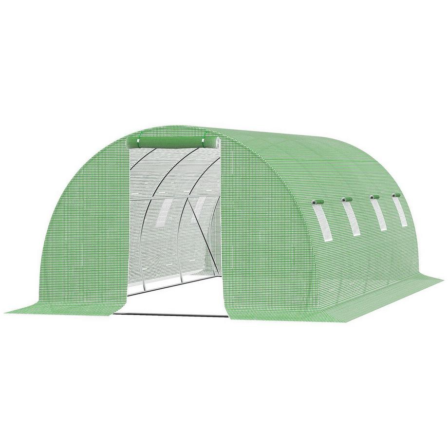 Serra Con Pellicola Walk-In Polytunnel Serra 6 X 3 M Con 8 Finestre Protezione Antigelo Tubo In Acciaio Verde Scuro