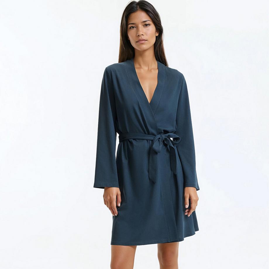 Peignoir en maille jersey de coton uni&nbsp;