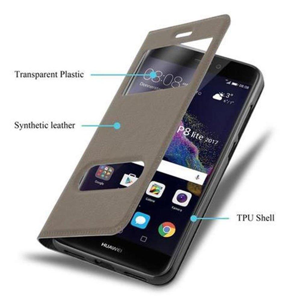 Cadorabo  Housse compatible avec Huawei P8 LITE 2017 / P9 LITE 2017 - Coque de protection avec fermeture magnétique, fonction de support et 2 fenêtres de visualisation 