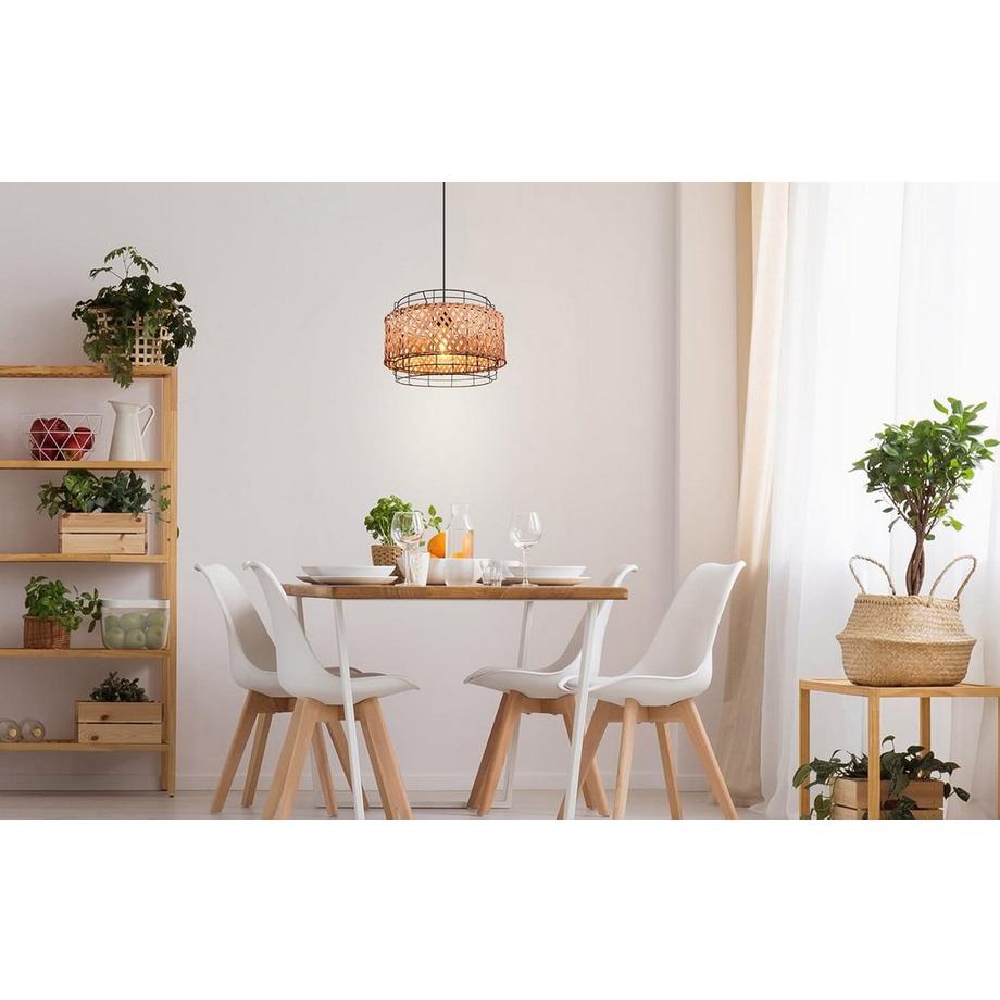 mutoni Lampe à suspension Gina métal noir 1xE27  