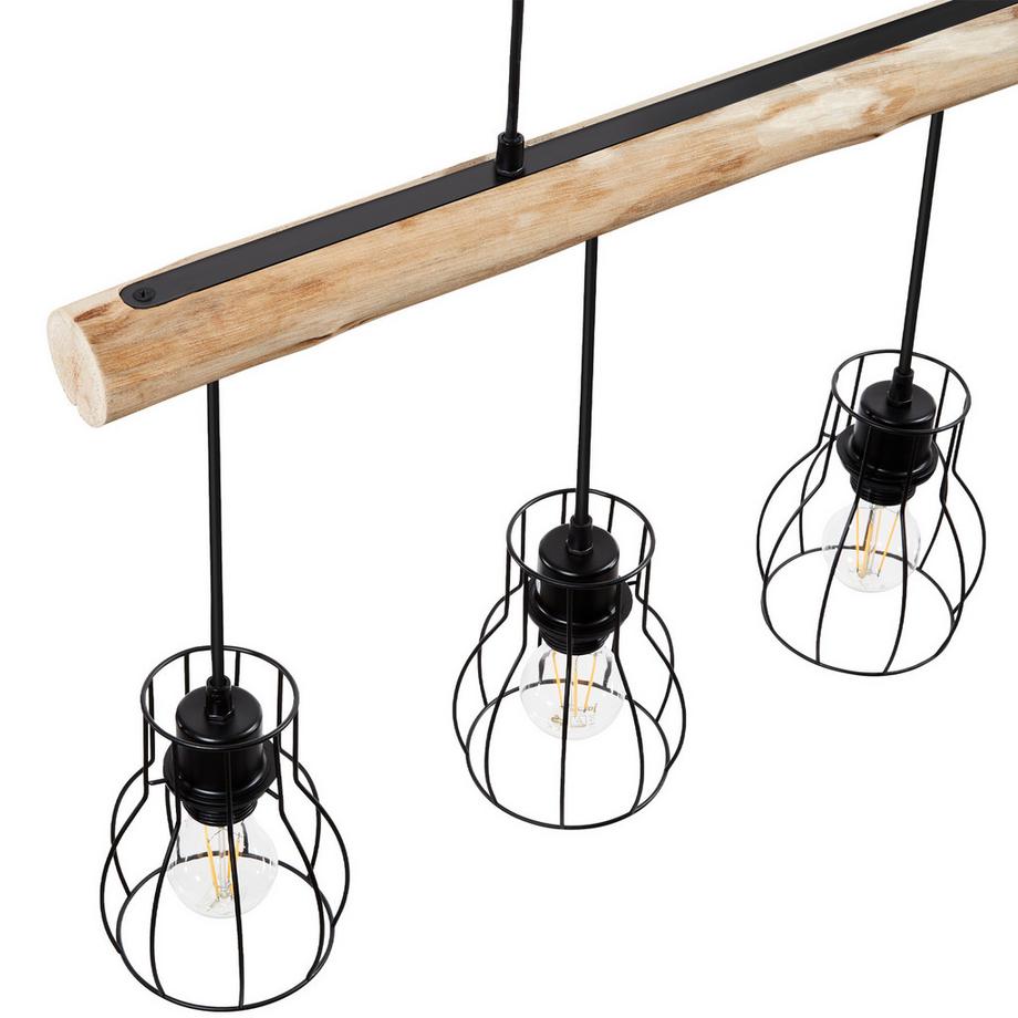 Tectake Lampada a sospensione Woody 4 fiamme, 4x E27, 40 W  