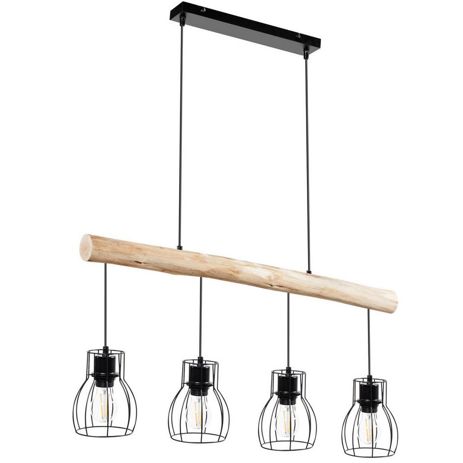 Tectake Lampada a sospensione Woody 4 fiamme, 4x E27, 40 W  
