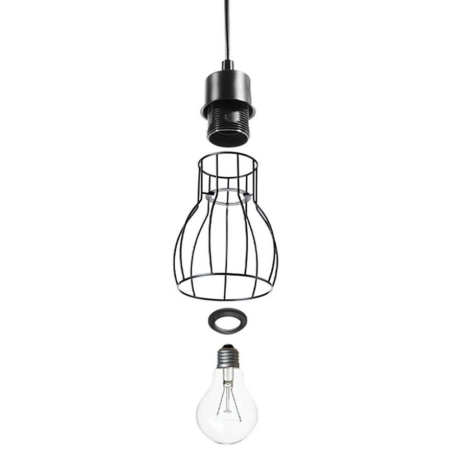 Tectake Lampada a sospensione Woody 4 fiamme, 4x E27, 40 W  