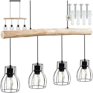 Tectake Lampadario Woody, 4 fiamme, con trave in legno, 40 W  