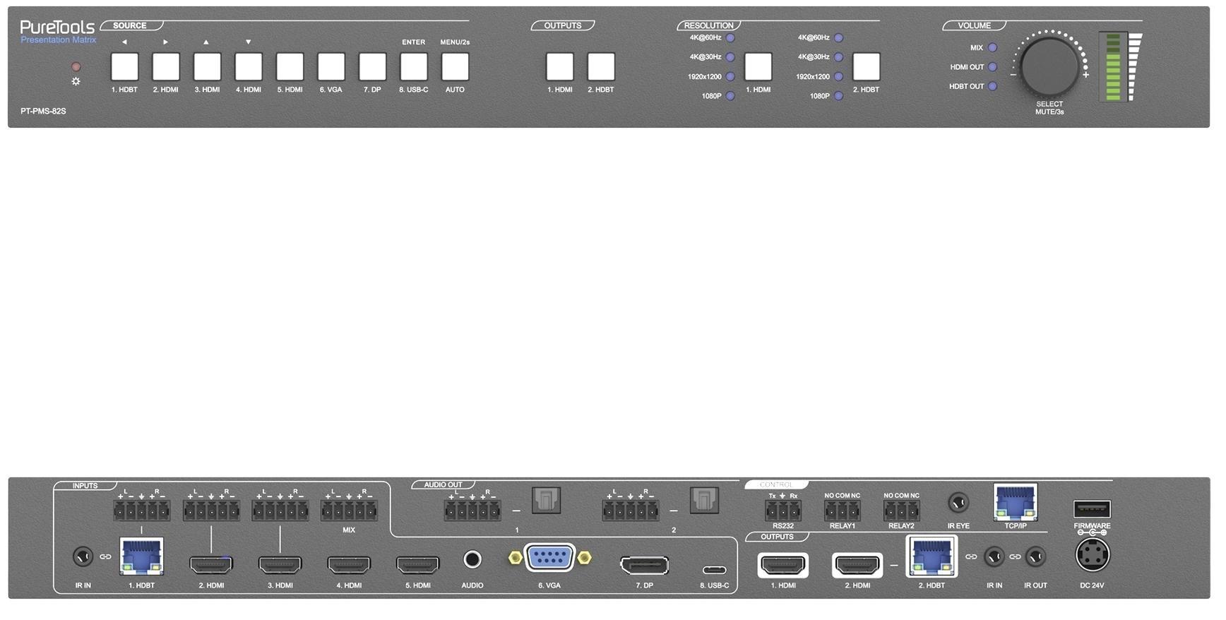 PureTools  PureTools PT-PMS-82S Matrixschalter Medien-Präsentationsmatrix-Schalter 85 W 