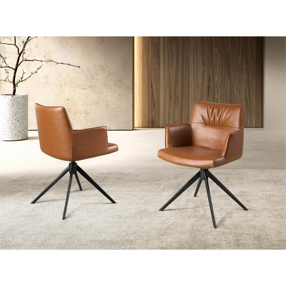 ANGEL CERDA Chaise pivotante en simili-cuir marron cognac  