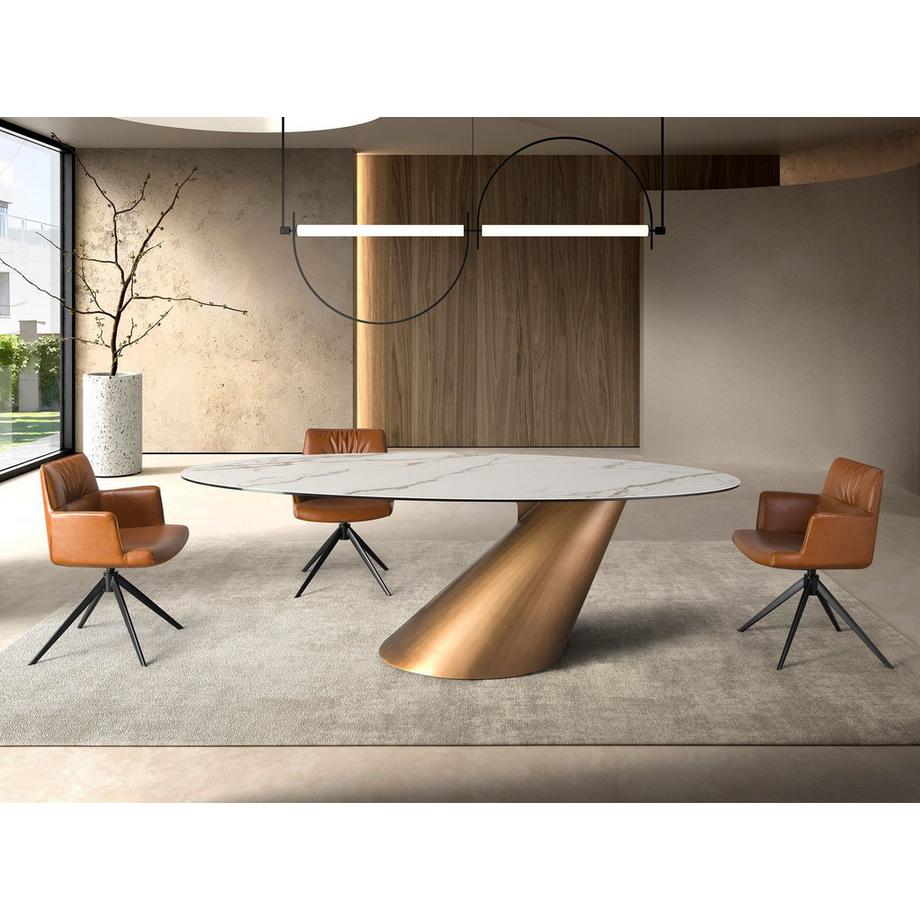 ANGEL CERDA Chaise pivotante en simili-cuir marron cognac  