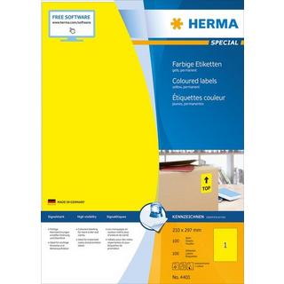 HERMA HERMA Etiketten SPECIAL 210x297mm 4401 gelb,perm. 100 St./100 Bl.  