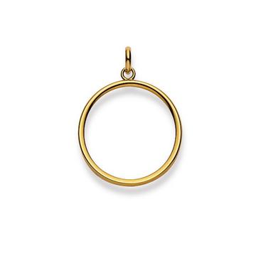 Pendentif pièce de monnaie serti d'or jaune 750, 29x22mm