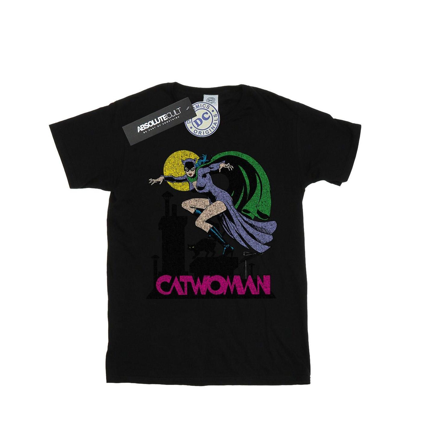 Image of Catwoman Crackle Logo Tshirt Mädchen Schwarz 116