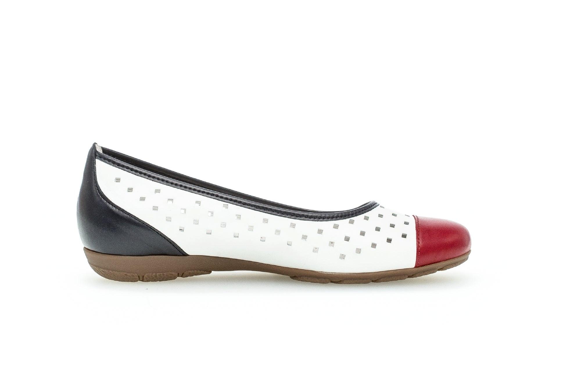 Image of - Leder Ballerina Damen Weiss Bedruckt 40.5