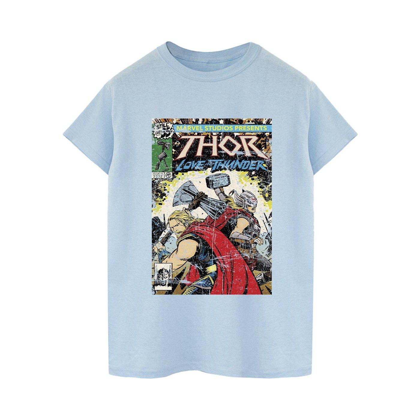 Image of Thor Love And Thunder Vintage Poster Tshirt Damen Blau L