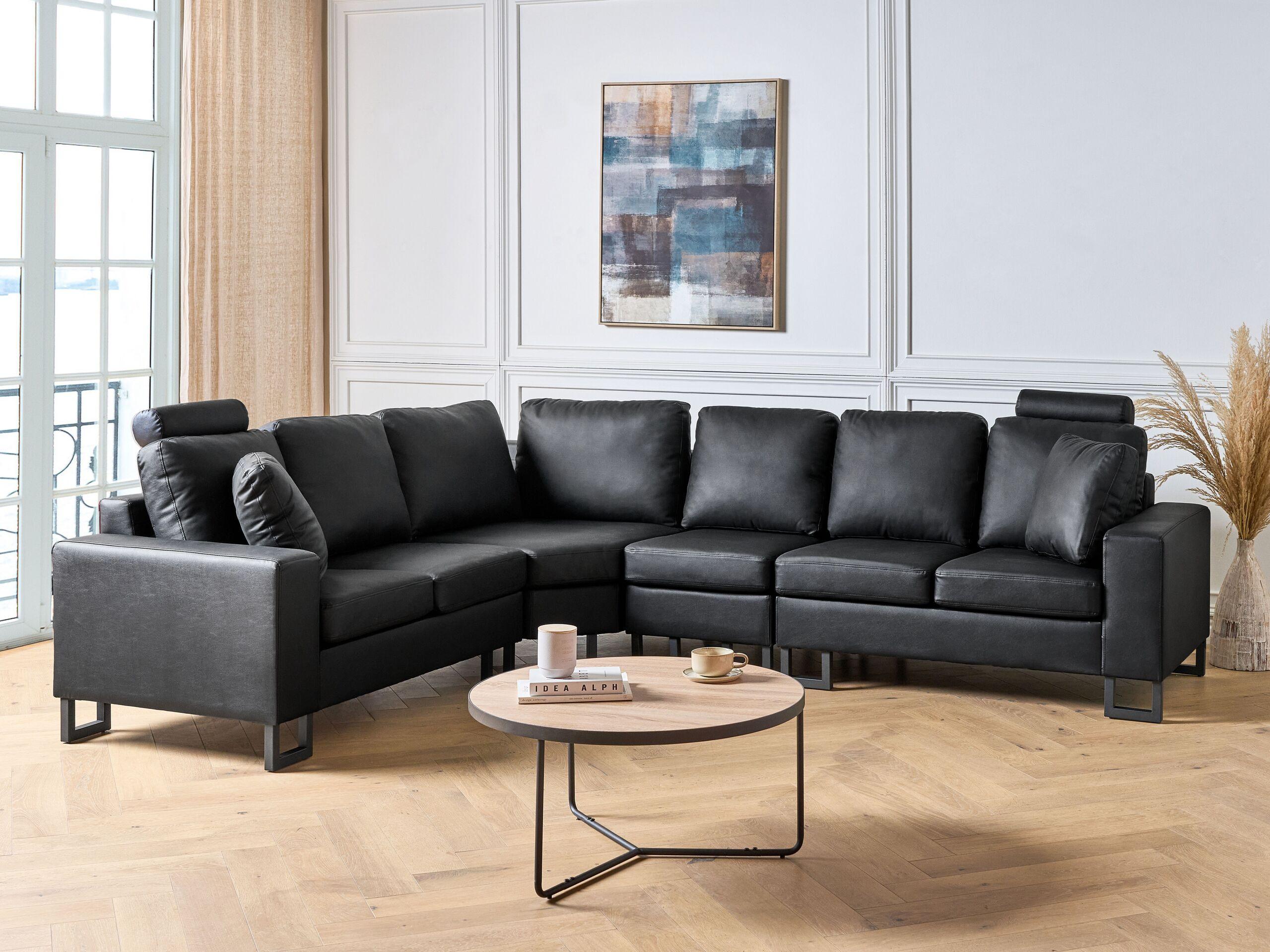 Beliani Ecksofa aus Echtleder Glamourös STOCKHOLM  