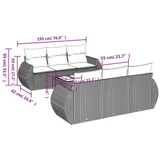 VidaXL Ensemble de canapés de jardin rotin synthétique  