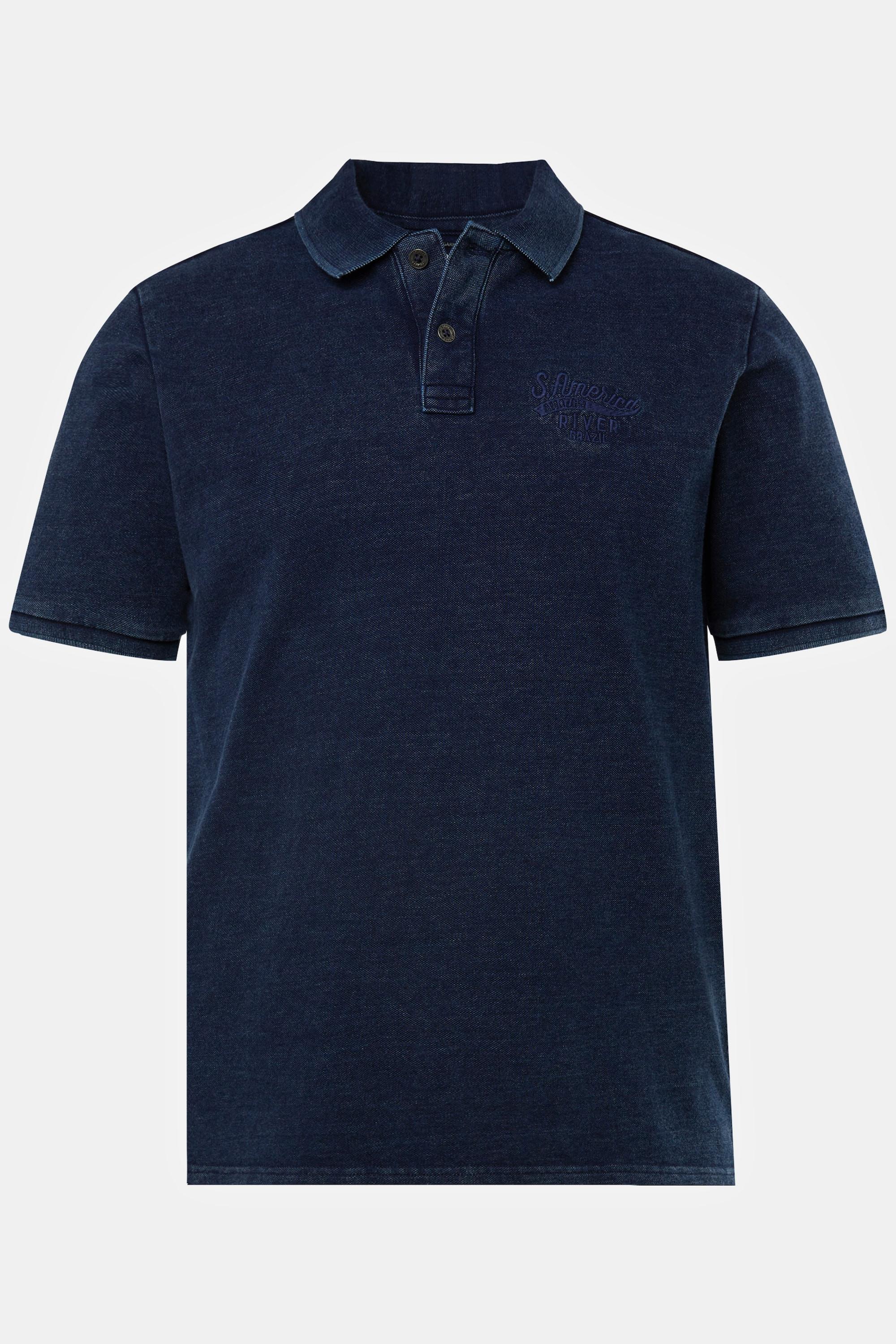 JP1880  Polo à manches courtes en tissu piqué, style indigo vintage - jusqu'au 8 XL 