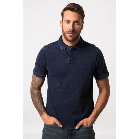 JP1880  Maglia polo di piqué dal look Vintage Indigo e mezze maniche blue denim 