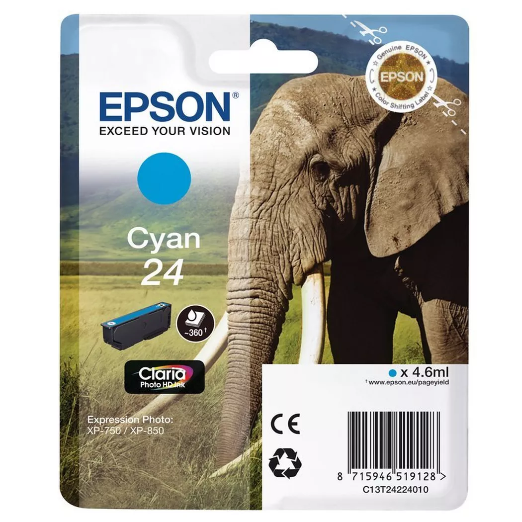 Epson – Tintenpatrone cyan T242240 XP 750/850 360 Seiten, One Size