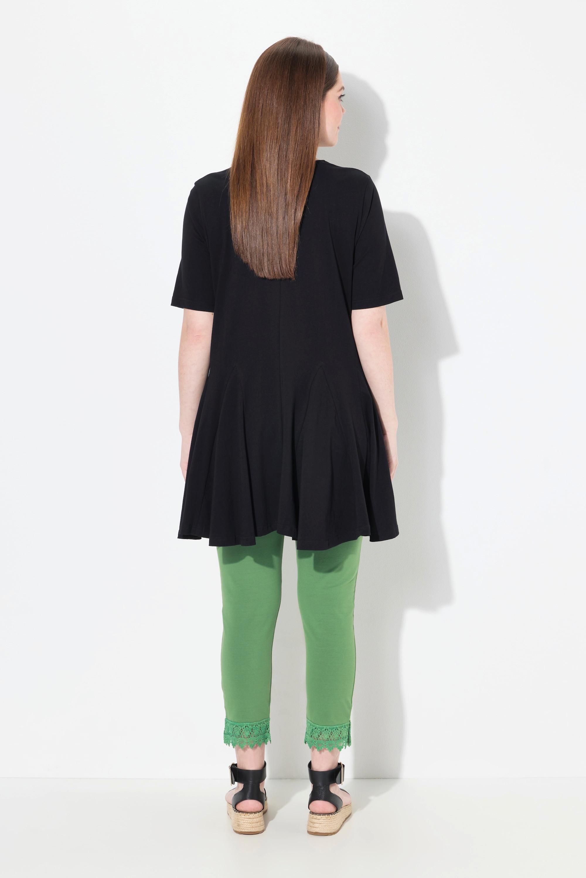 Ulla Popken T-Shirt Taglio Svasato Scollo a Tunica Mezze Maniche  