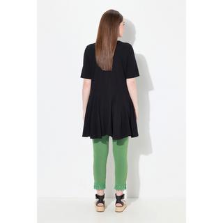 Ulla Popken T-Shirt Taglio Svasato Scollo a Tunica Mezze Maniche  