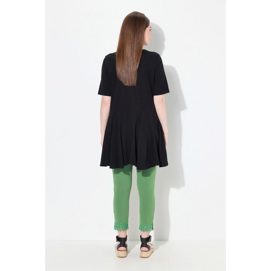 Ulla Popken T-Shirt Taglio Svasato Scollo a Tunica Mezze Maniche  