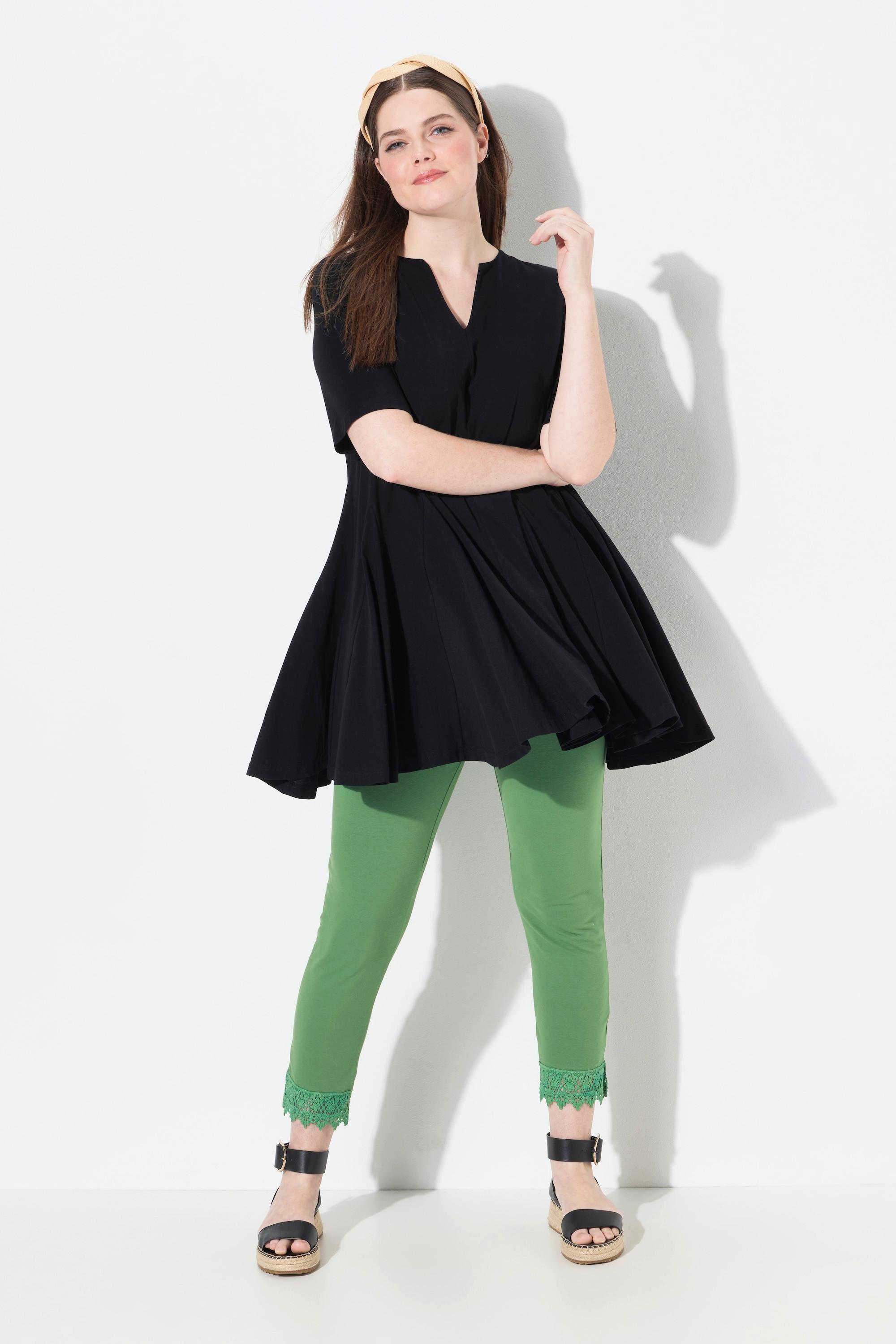 Ulla Popken T-Shirt Taglio Svasato Scollo a Tunica Mezze Maniche  