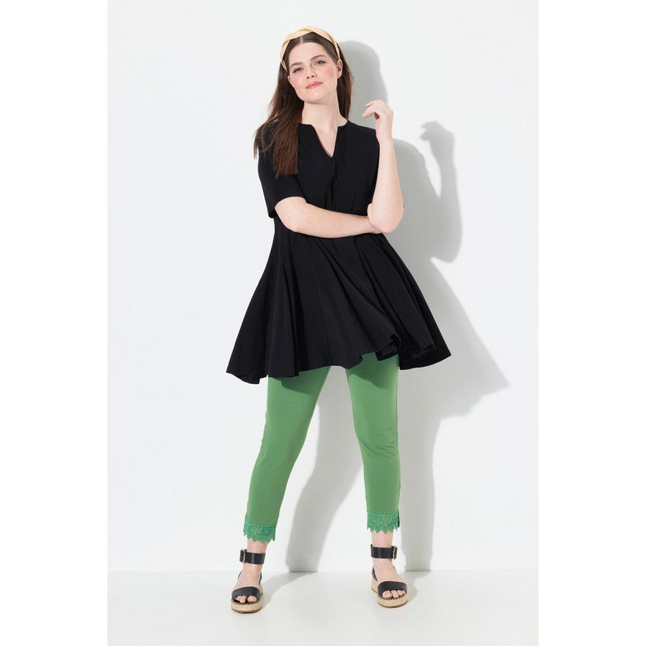 Ulla Popken T-Shirt Taglio Svasato Scollo a Tunica Mezze Maniche  