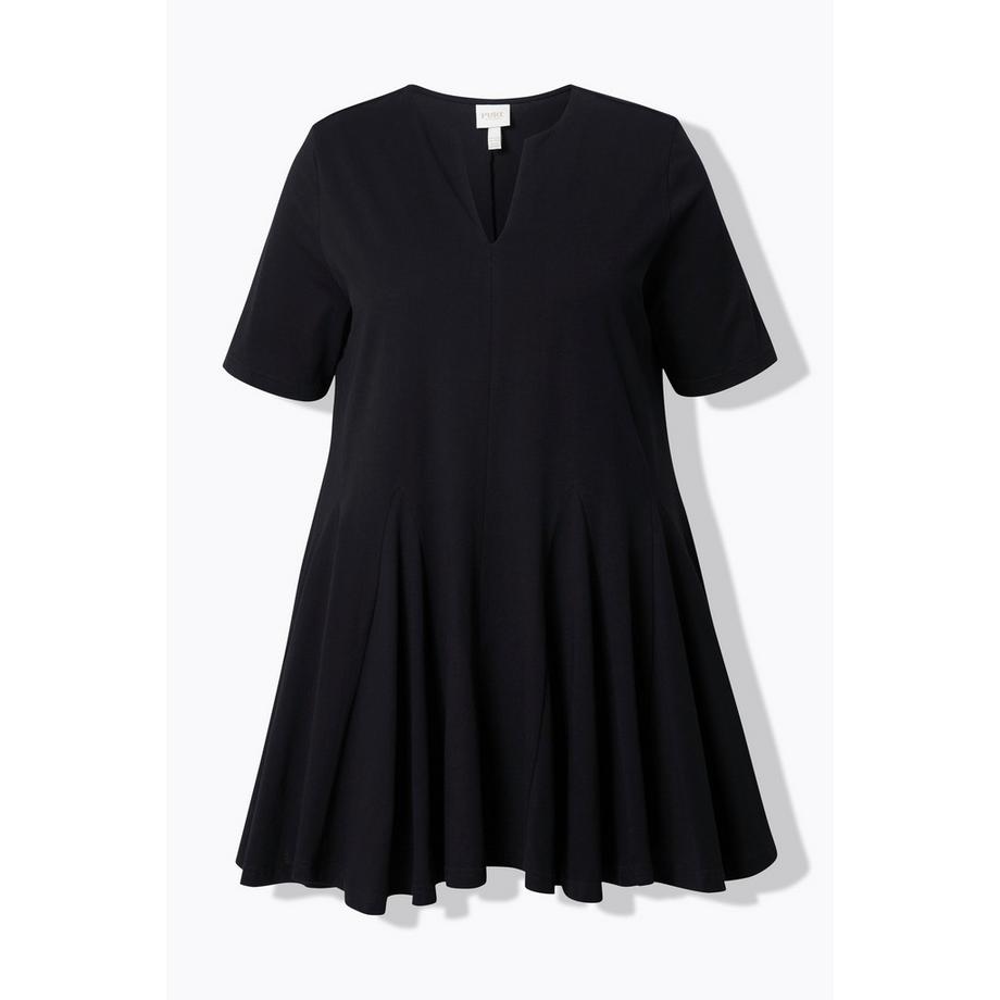 Ulla Popken T-Shirt Taglio Svasato Scollo a Tunica Mezze Maniche  