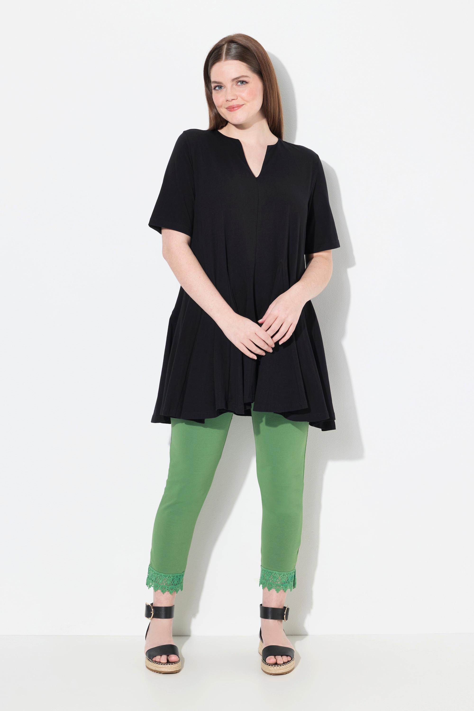 Ulla Popken T-Shirt Taglio Svasato Scollo a Tunica Mezze Maniche  