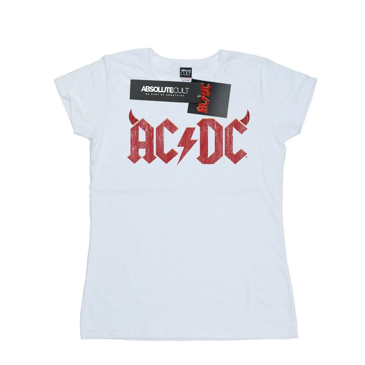 Image of Acdc Horns Logo Tshirt Damen Weiss XXL