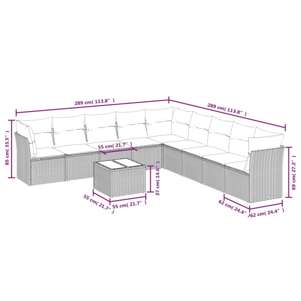 VidaXL Ensemble de canapés de jardin rotin synthétique  