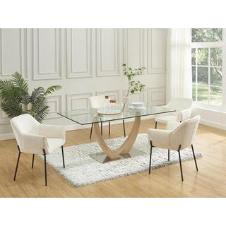 PASCAL MORABITO Stuhl mit Armlehnen 6er-Set - Bouclé-Stoff &es Metall - Cremefarben - AKETI  