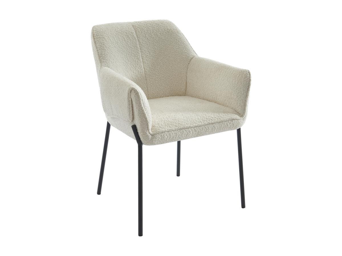 PASCAL MORABITO Stuhl mit Armlehnen 6er-Set - Bouclé-Stoff &es Metall - Cremefarben - AKETI  