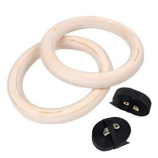 GladiatorFit  Anneaux de gymnastique Ø 25mm en bois avec sangle réglable 