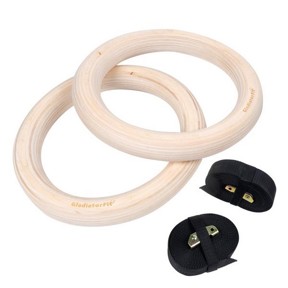 GladiatorFit  Gymnastikringe Ø 25mm aus Holz mit verstellbarem Gurt GladiatorFit 