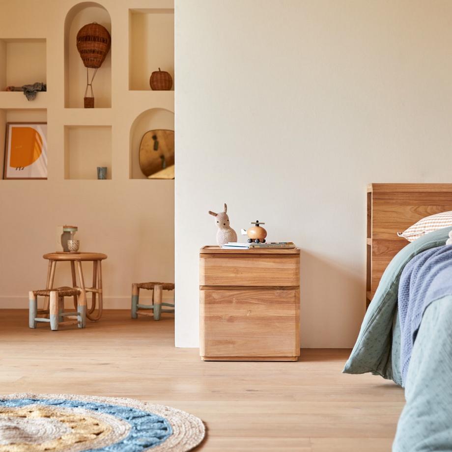 Tikamoon Kindernachttisch aus massivem Teakholz Nino  