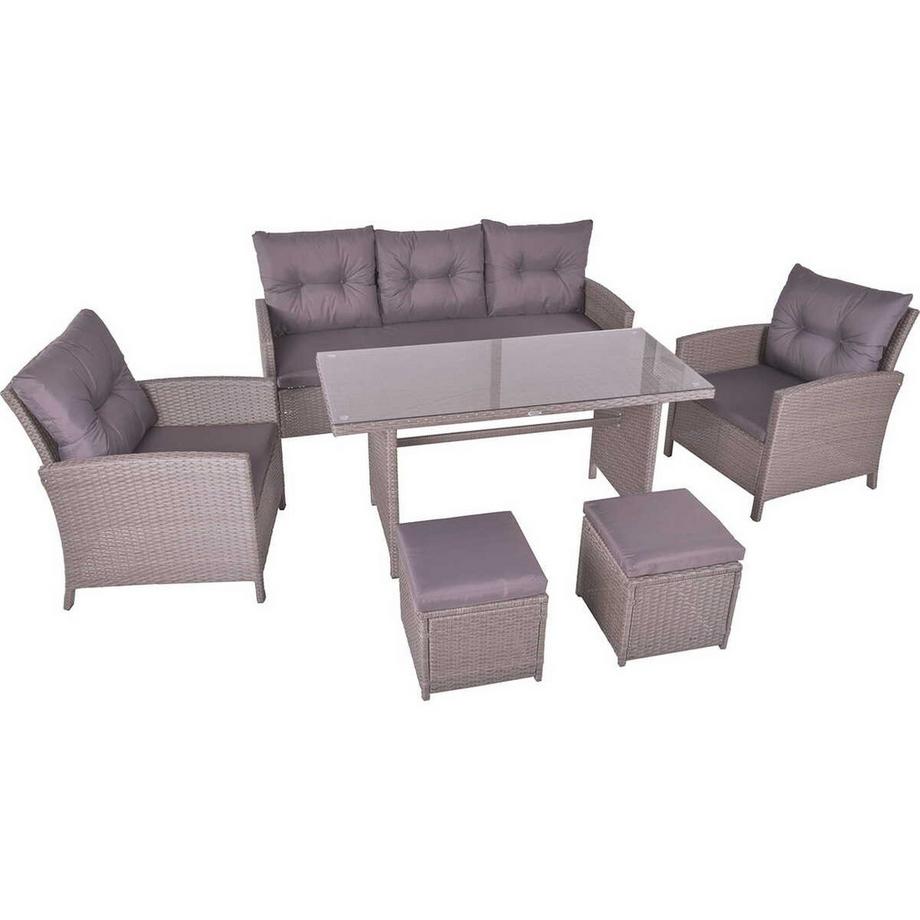 mutoni Salon de jardin Sevilla gris (lot de 6)  