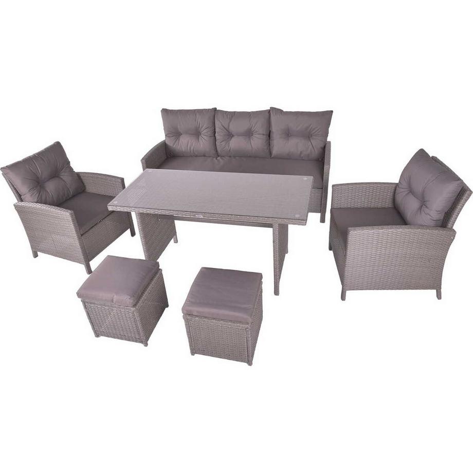 mutoni Salon de jardin Sevilla gris (lot de 6)  