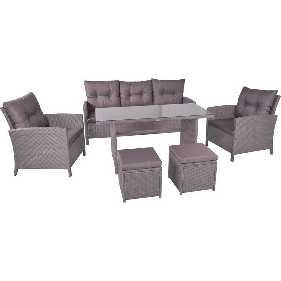 mutoni Salon de jardin Sevilla gris (lot de 6)  