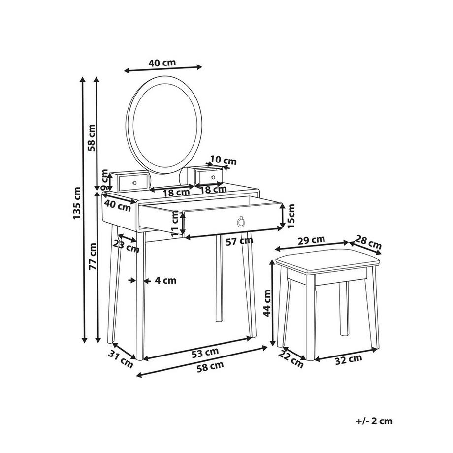 Beliani  Schminktisch mit Spiegel und Hocker aus MDF-Platte  ROSEY 