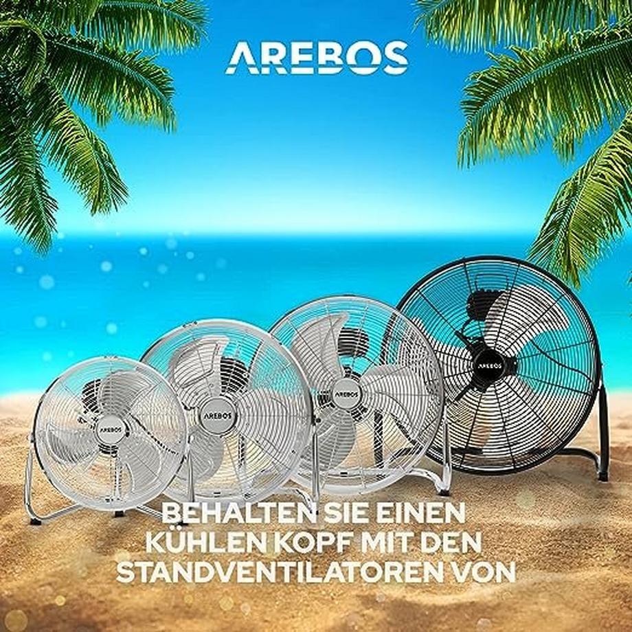 Arebos AREBOS Bodenventilator Windmaschine 20 Zoll Ø 50 Hallenlüfter Werkstattlüfter  