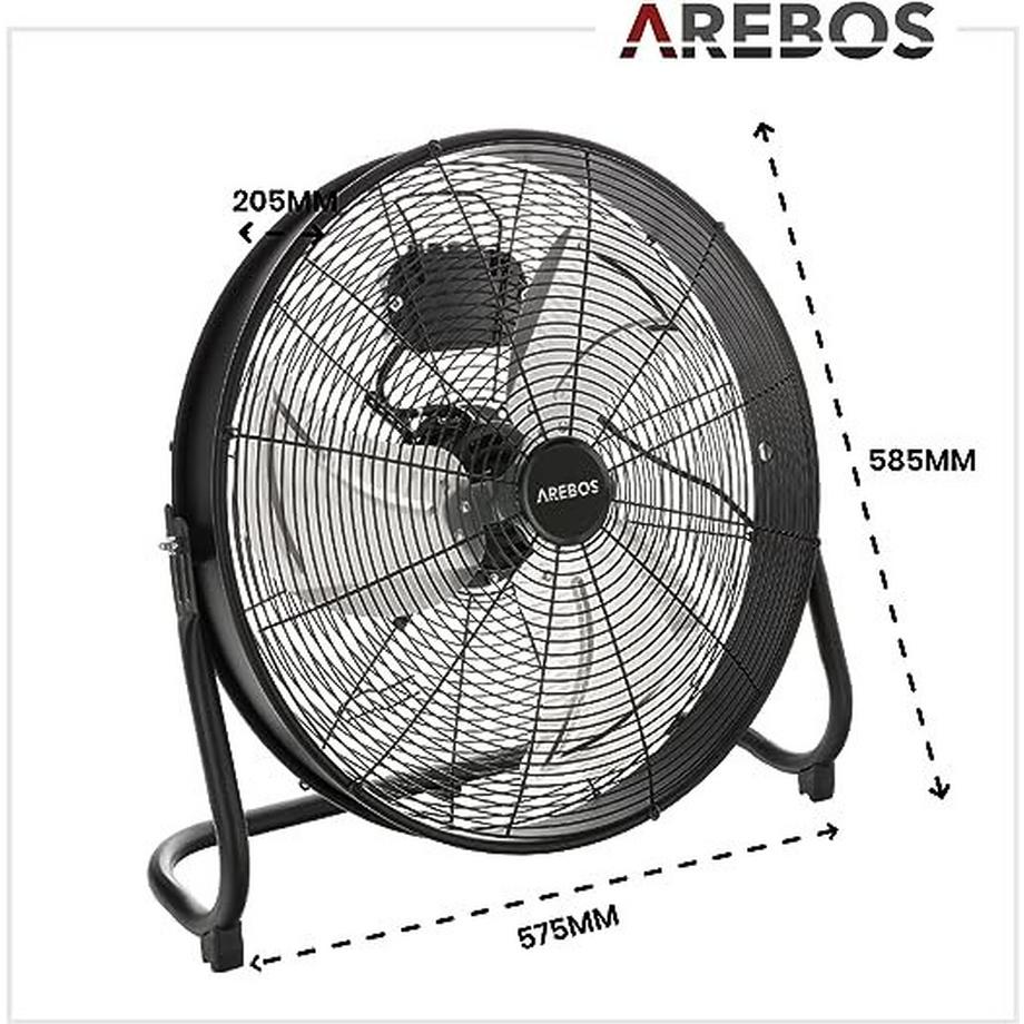 Arebos AREBOS Bodenventilator Windmaschine 20 Zoll Ø 50 Hallenlüfter Werkstattlüfter  