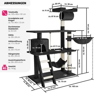 Tectake  Kratzbaum Marcel 141cm 