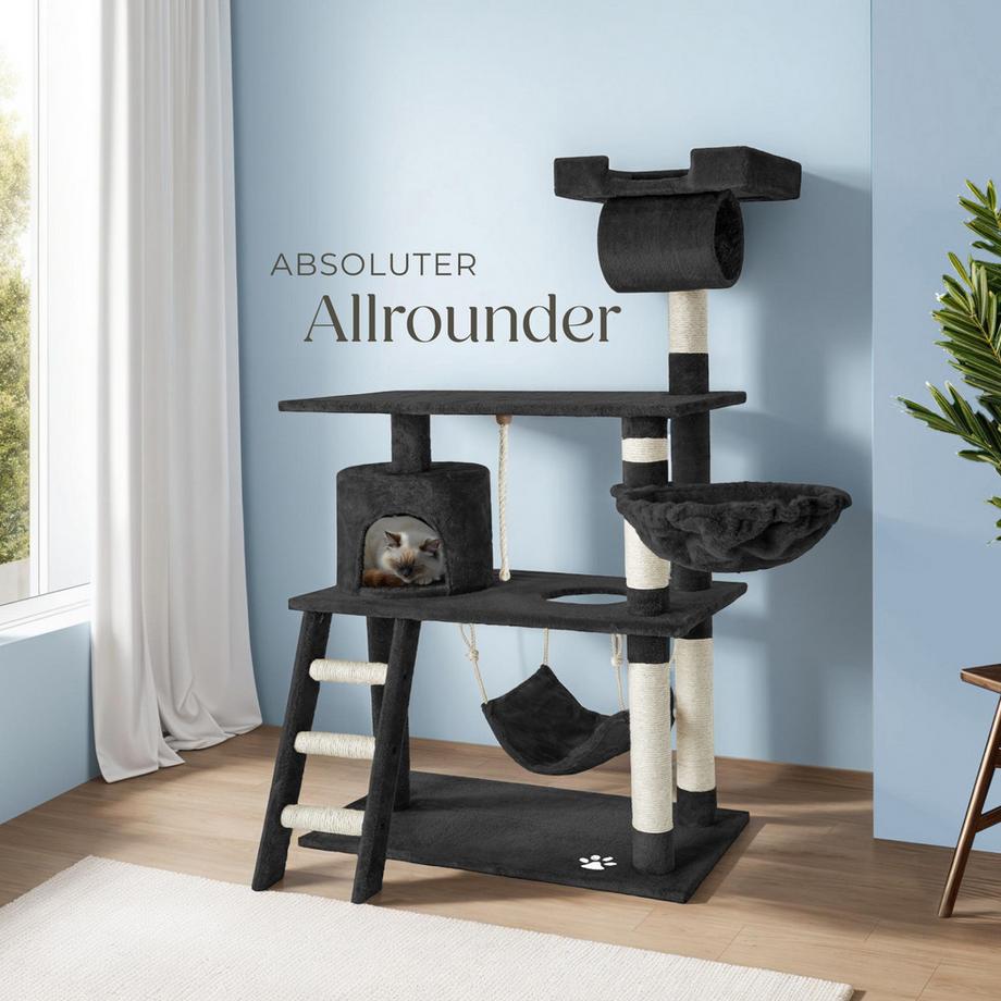 Tectake  Arbre à chat MARCEL 141 cm avec griffoir et plateforme d'escalade 