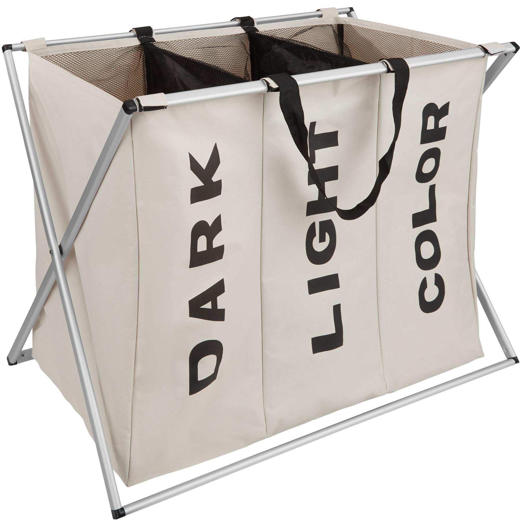 Image of Wäschesammler klappbar mit 3 Fächern Wäschesammler klappbar mit 3 Fächern