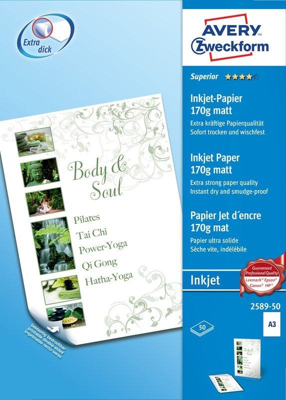 Image of AVERY ZWECKFORM InkJet Fotopapier A3, 50 Blatt AVERY ZWECKFORM InkJet Fotopapier A3, 50 Blatt