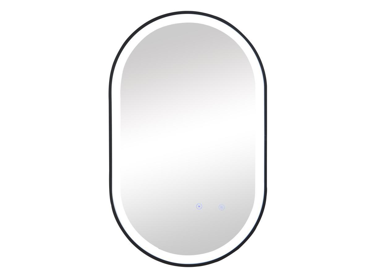 Vente-unique Badezimmerspiegel oval mit Beleuchtung beschlagfrei - 50 x 80 cm - Schwarze Kontur - ALARICO  